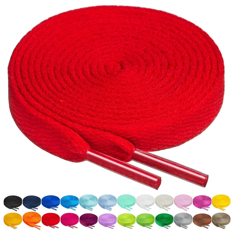 Birch Shoelaces in 27 Colors Flat 5/16" Shoe Laces in 4 Different Lengths (45.5" (115cm), Red) - Image 1
